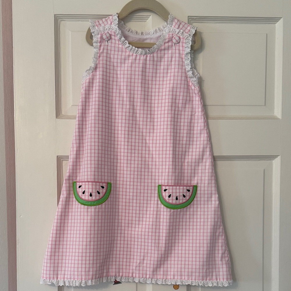 Pink Cecil & Lou Checkered Dress with Watermelon Pockets
